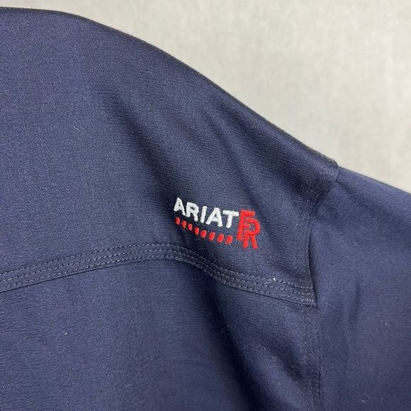 NWT Ariat FR Button Front Shirt Navy Blue Men’s Size 4X 5X Long Sleeve Work - Picture 11 of 12